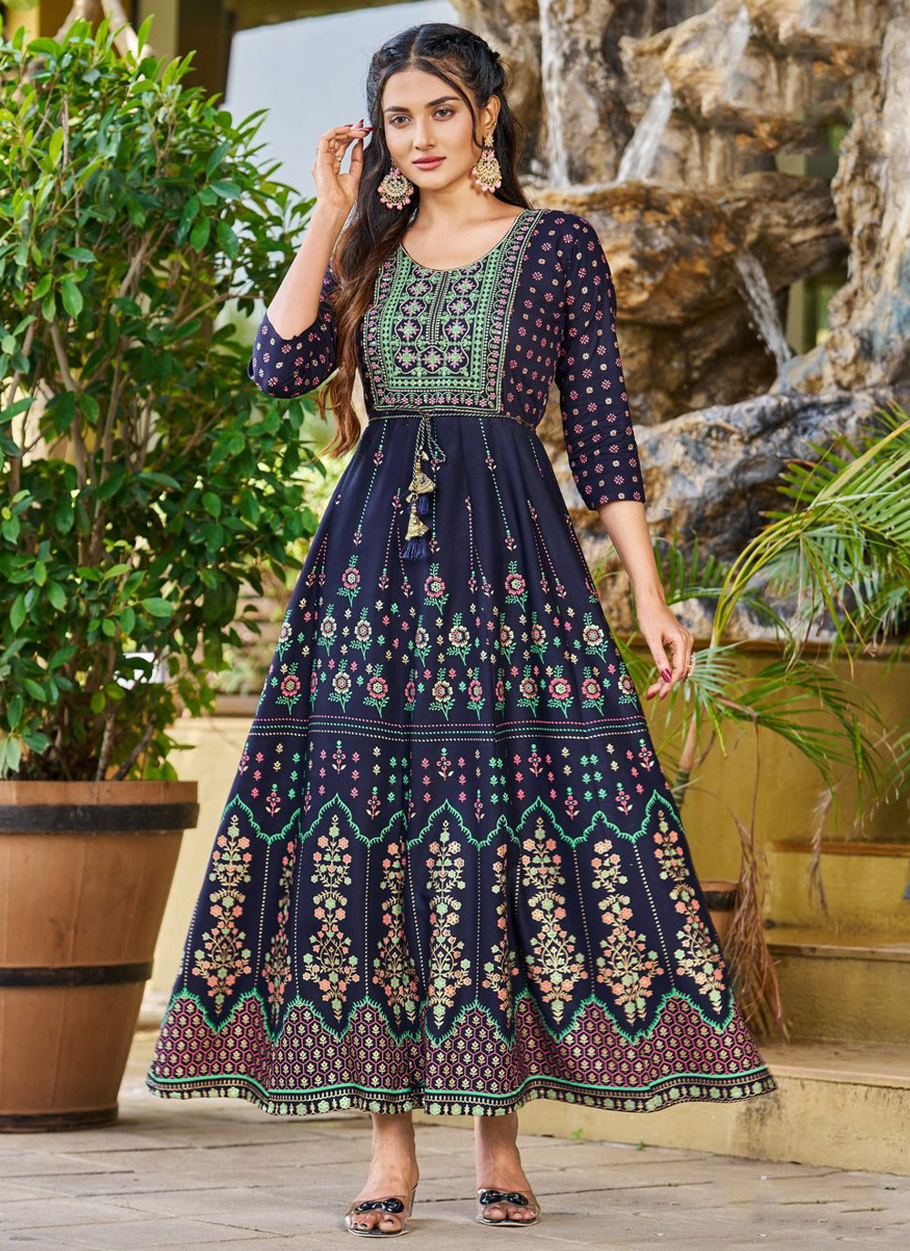 Navy Blue Ceremonial Rayon Gown buy online