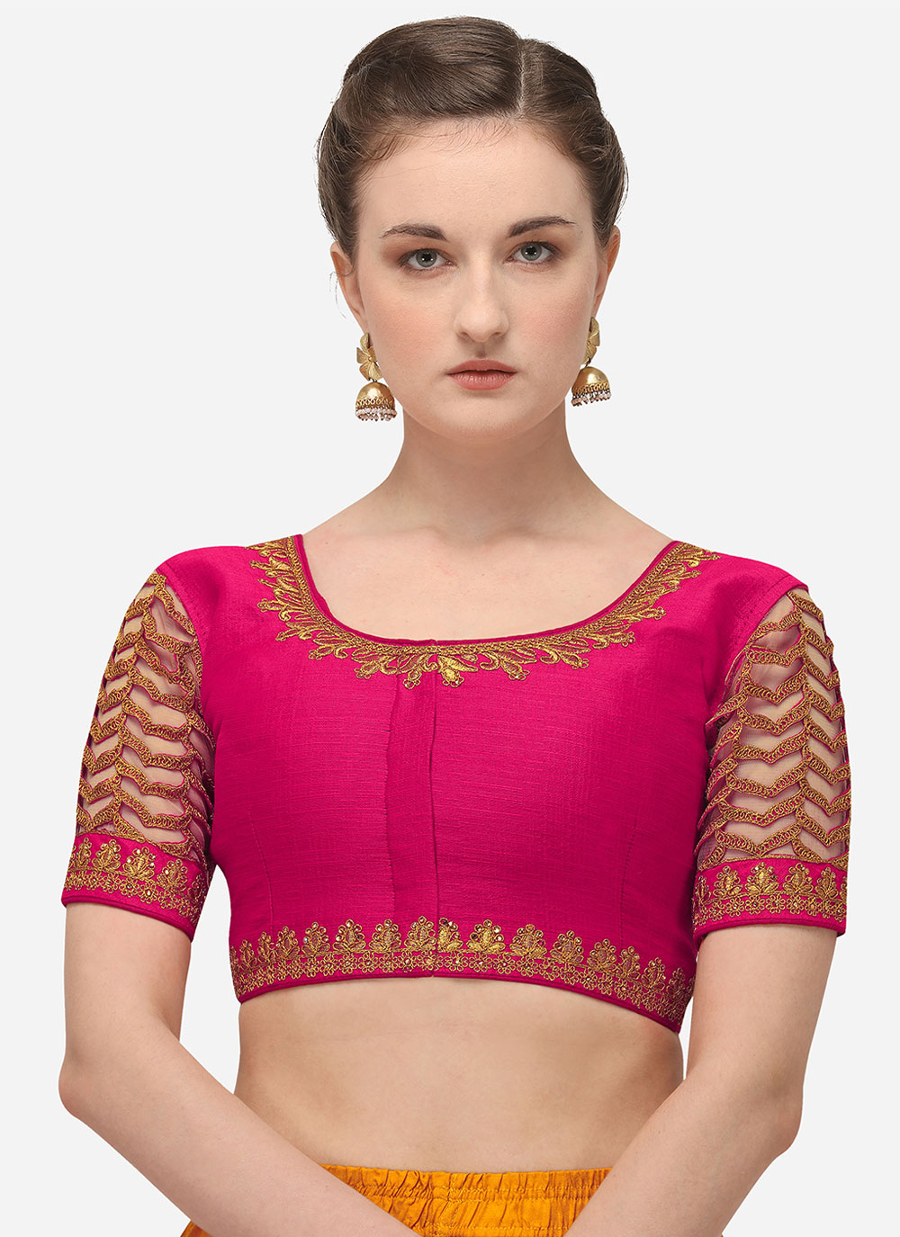 Buy Pink Embroidered Silk Designer Blouse Online : 247200
