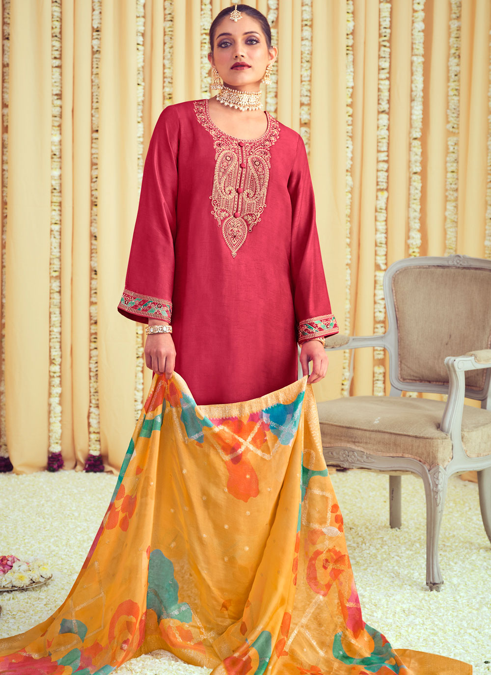 Buy Pink Raw Silk Embroidered Work Pakistani Salwar Suit 273843 Salwar Kameez