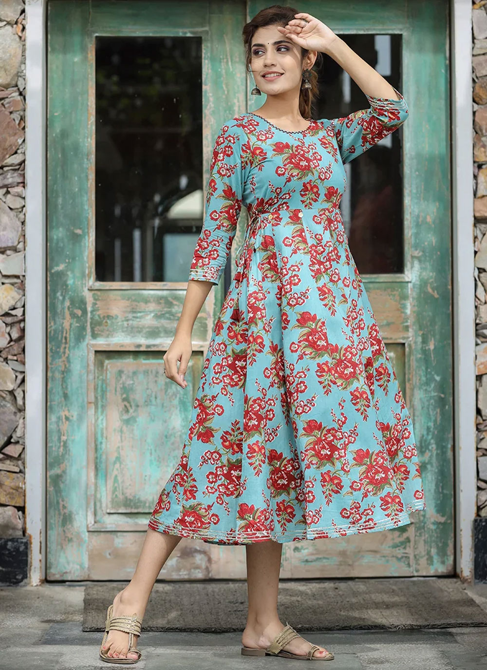 printed-cotton-blue-party-wear