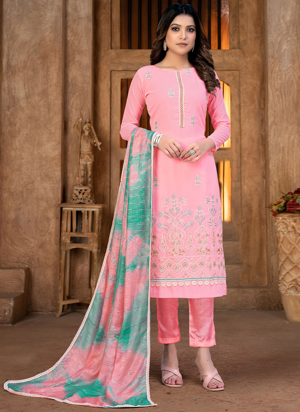 Designer Women Light Pink & Green Ethnic Salwar Suits & Dhoti with  Embroidery Work at Rs 2499/piece | Varachha Road | Surat | ID: 22057664030