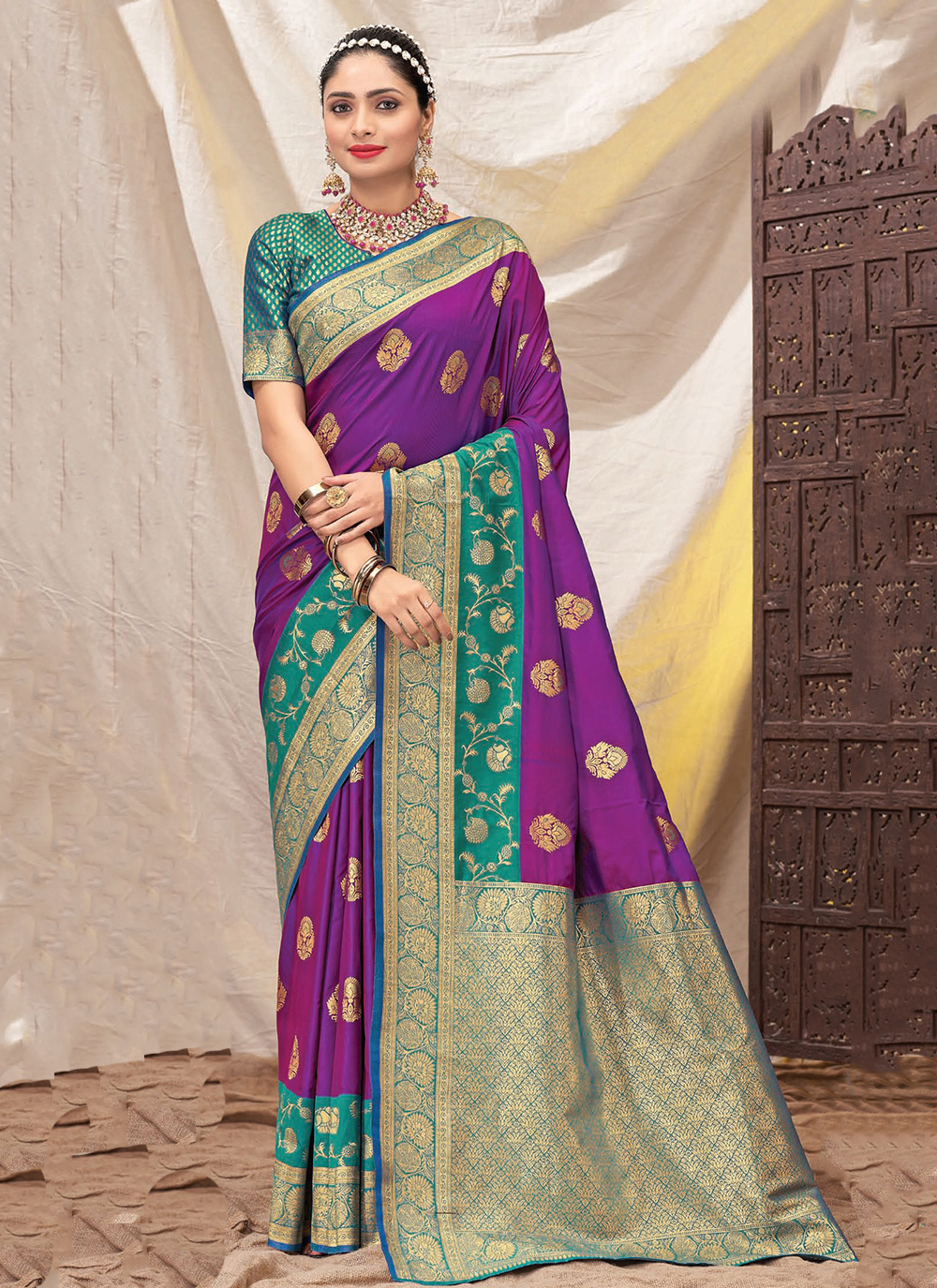 Buy Designer Sarees, Salwar Kameez, Kurtis & Tunic and Lehenga  Choli.Captivating Deep Purple Wedding Saree