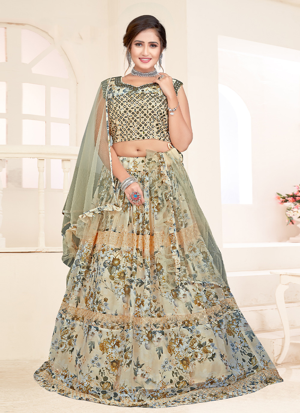 Buy Sea Green Party Readymade Lehenga Choli Online : 255622