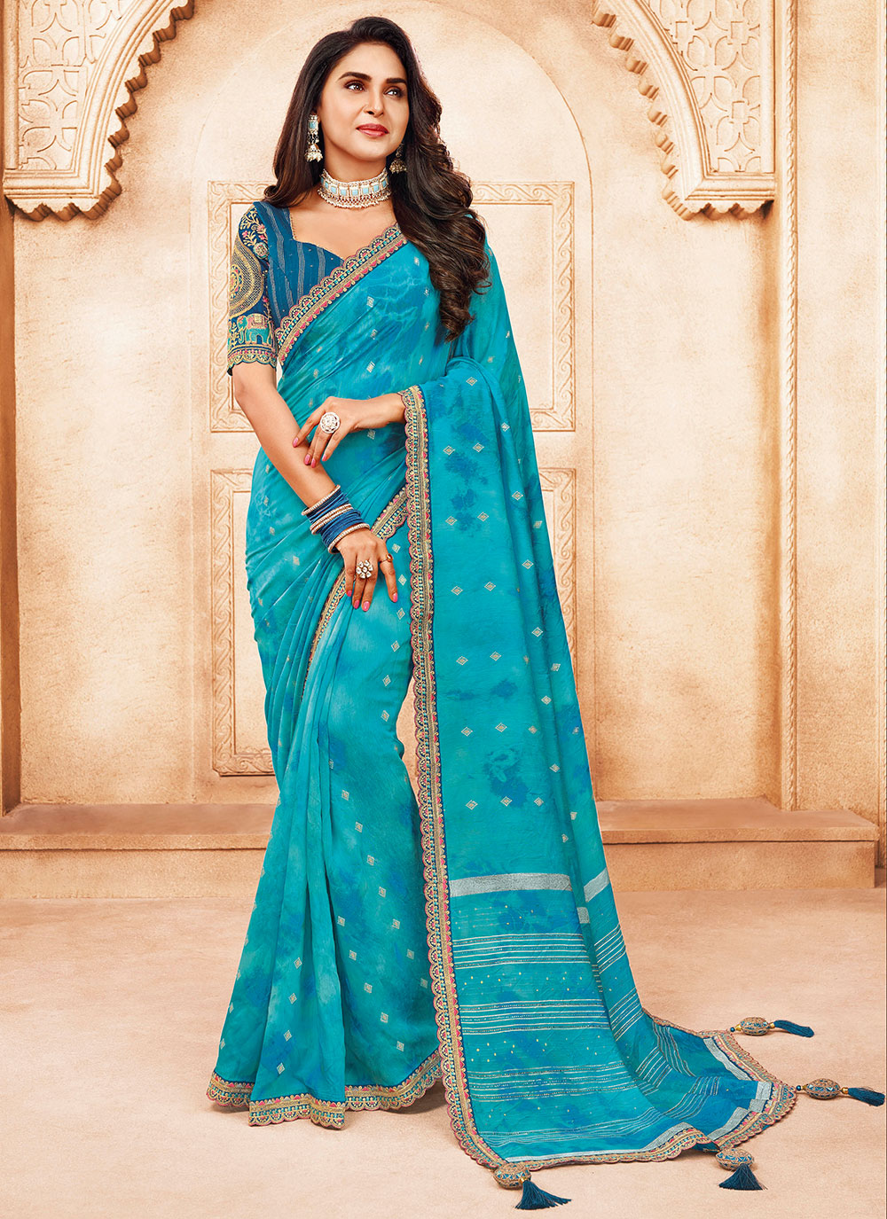 Buy Sequins Blue Traditional Saree Online 254648