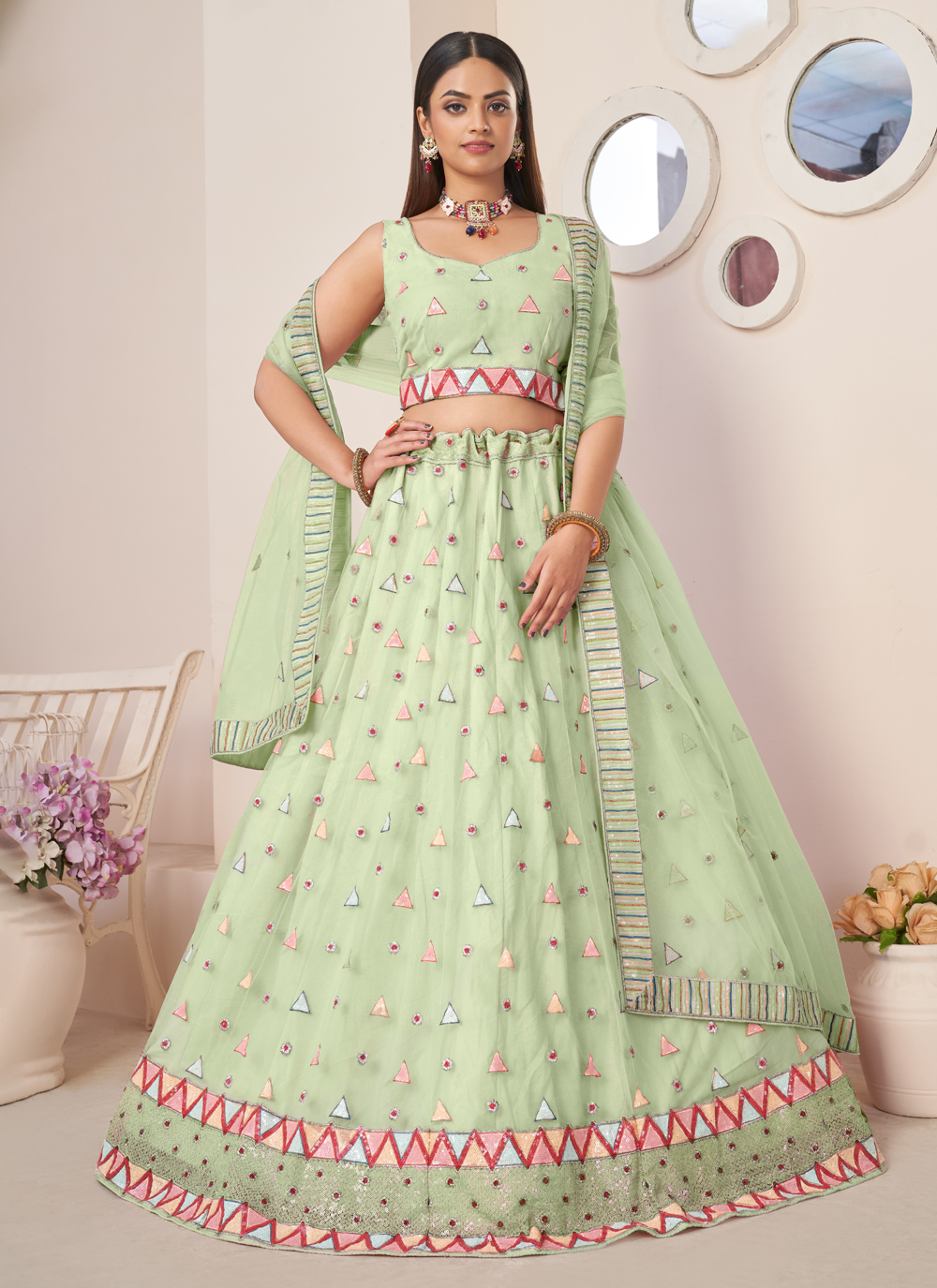 Spectacular Silk Designer Bridal Lehenga Choli for Wedding and Reception