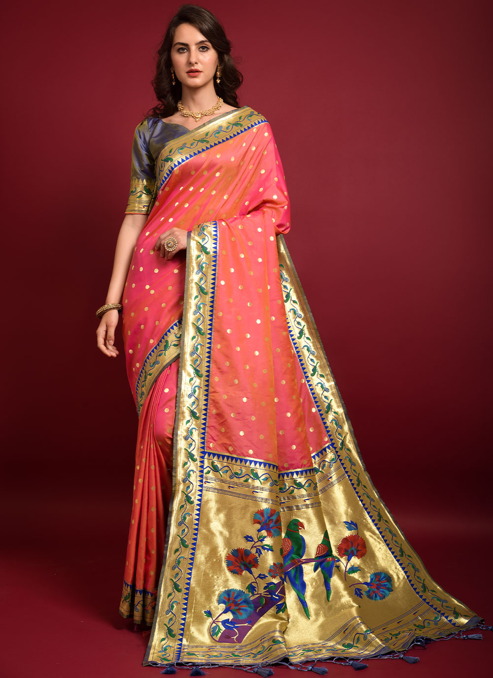 Buy Online Silk Woven Contemporary Style Saree 246096