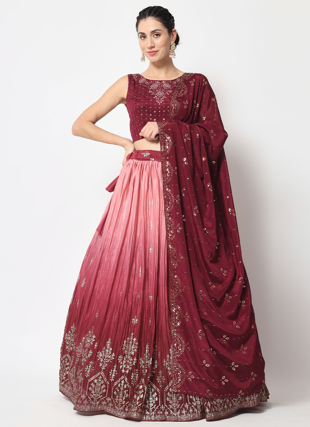 Shop Online Wine Color Lehenga Choli 247325