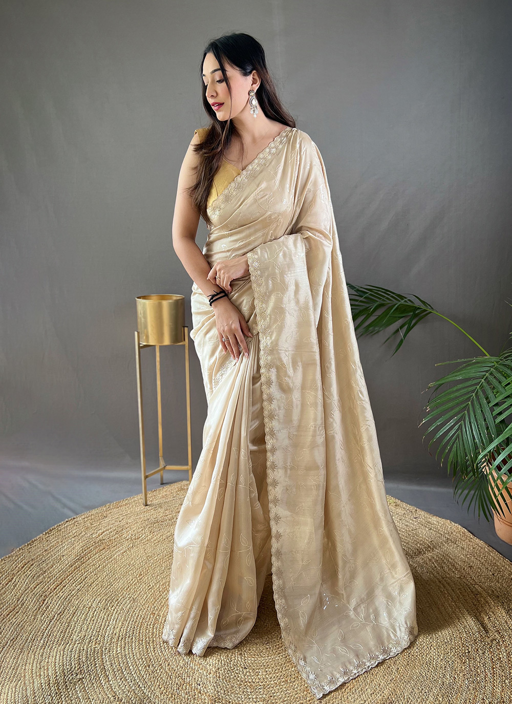 Trending | Cream Engagement Half N Half Brasso Georgette Block Print Designer  Sarees, Cream Engagement Half N Half Brasso Georgette Block Print Designer  Saris and Cream Engagement Half N Half Brasso Georgette