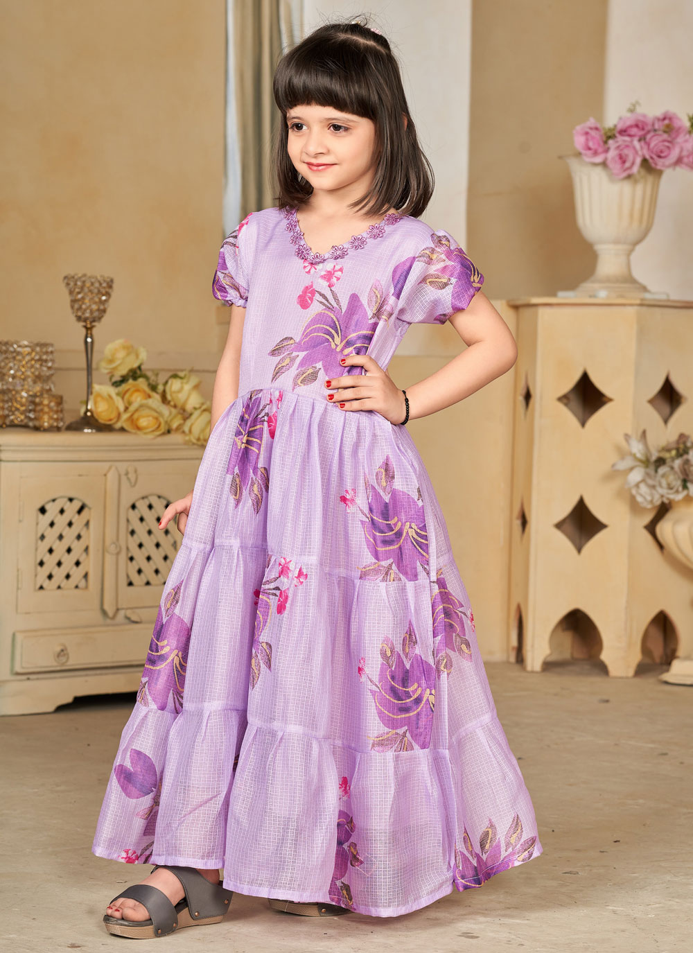 Purple gown for fashion kids