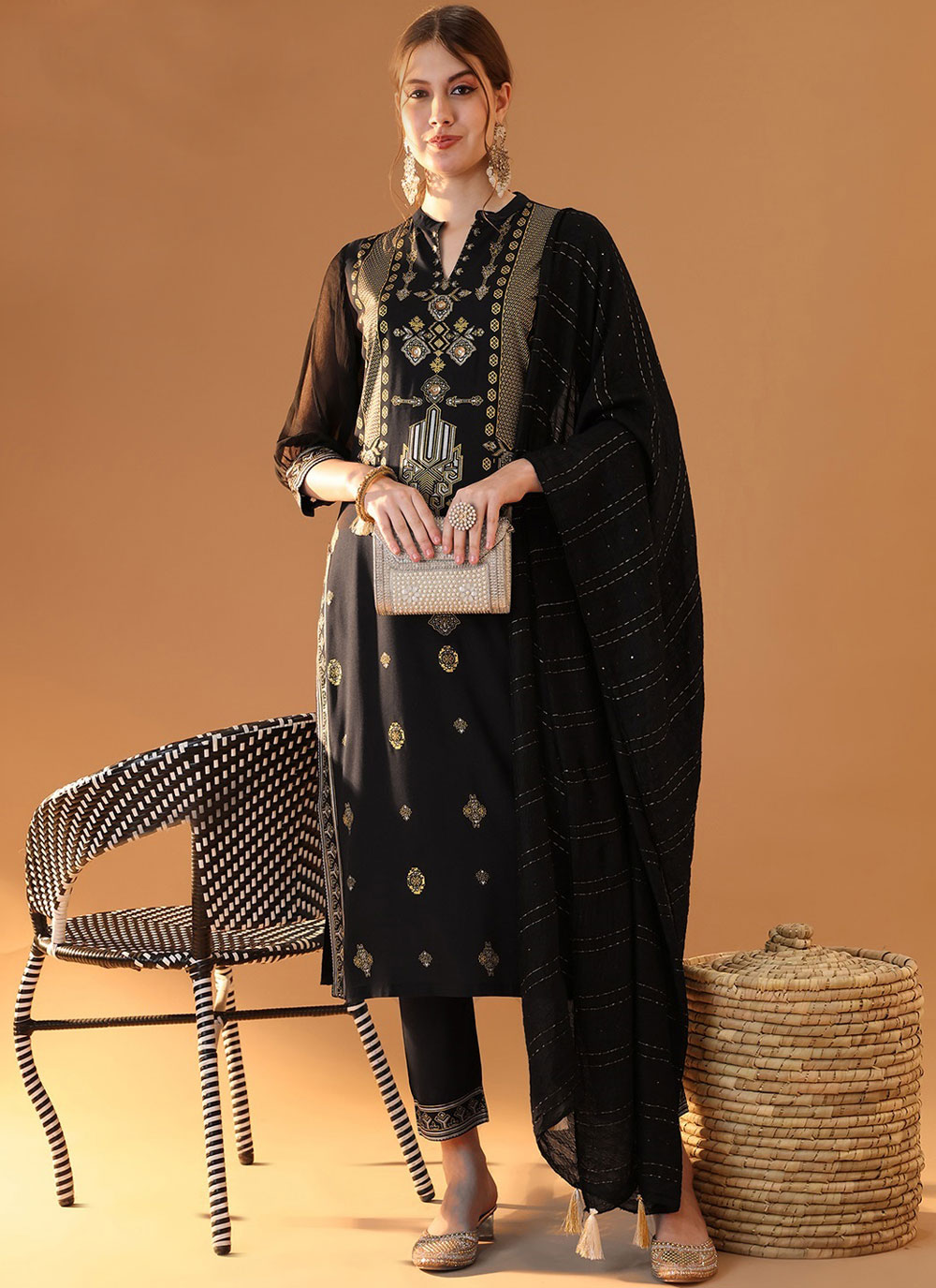 Shop Green Rayon Block Print Work Salwar Suit Online : 303302